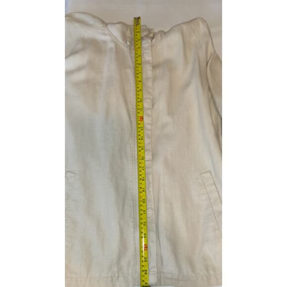 Beige GAP Linen Jacket Hoodie Adult XL Zips Snaps Outdoors Faux Pockets - Picture 10 of 16